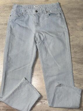 Striped straight leg jeans